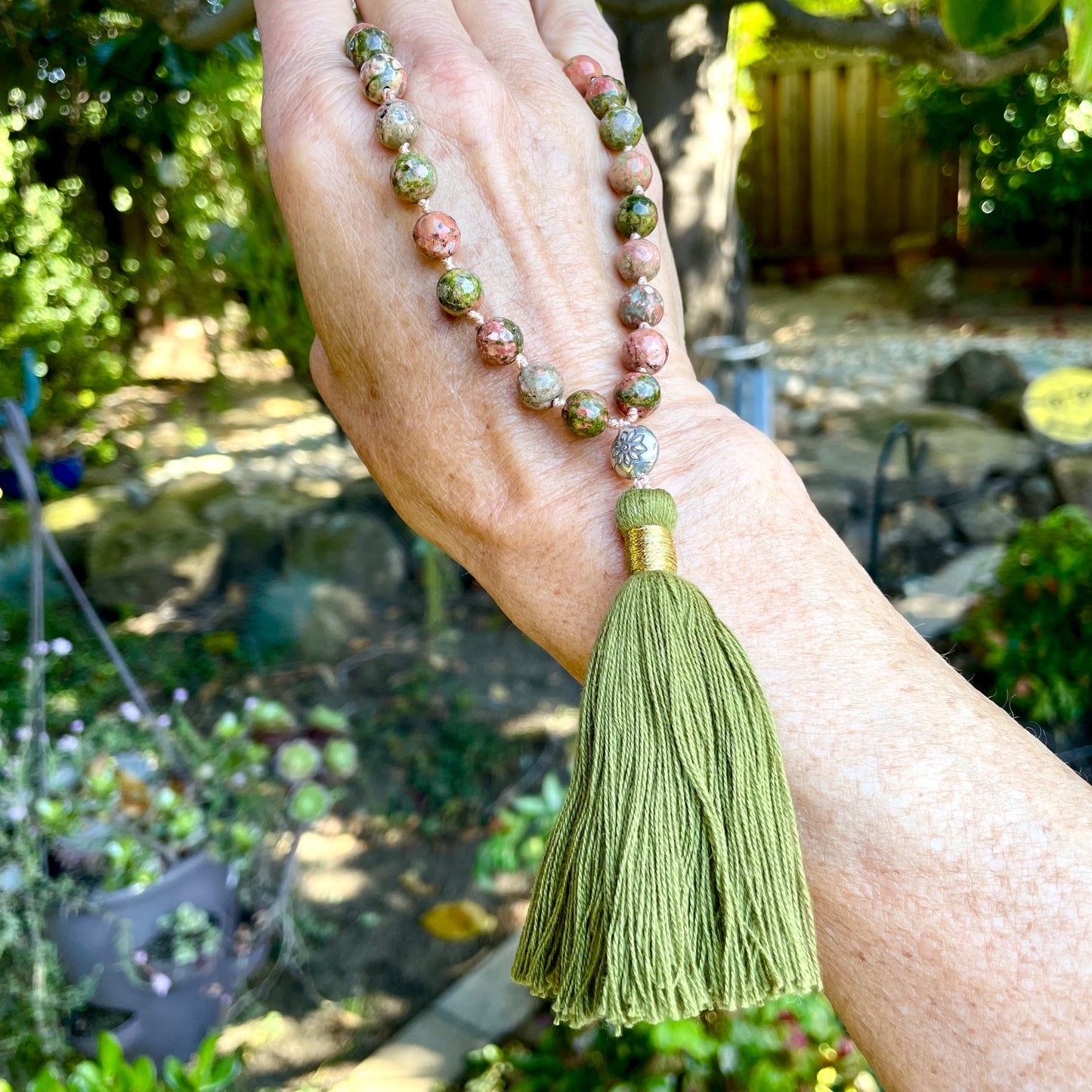 HEALING Unakite Natural Gemstone Prayer Beads, Pocket Mala