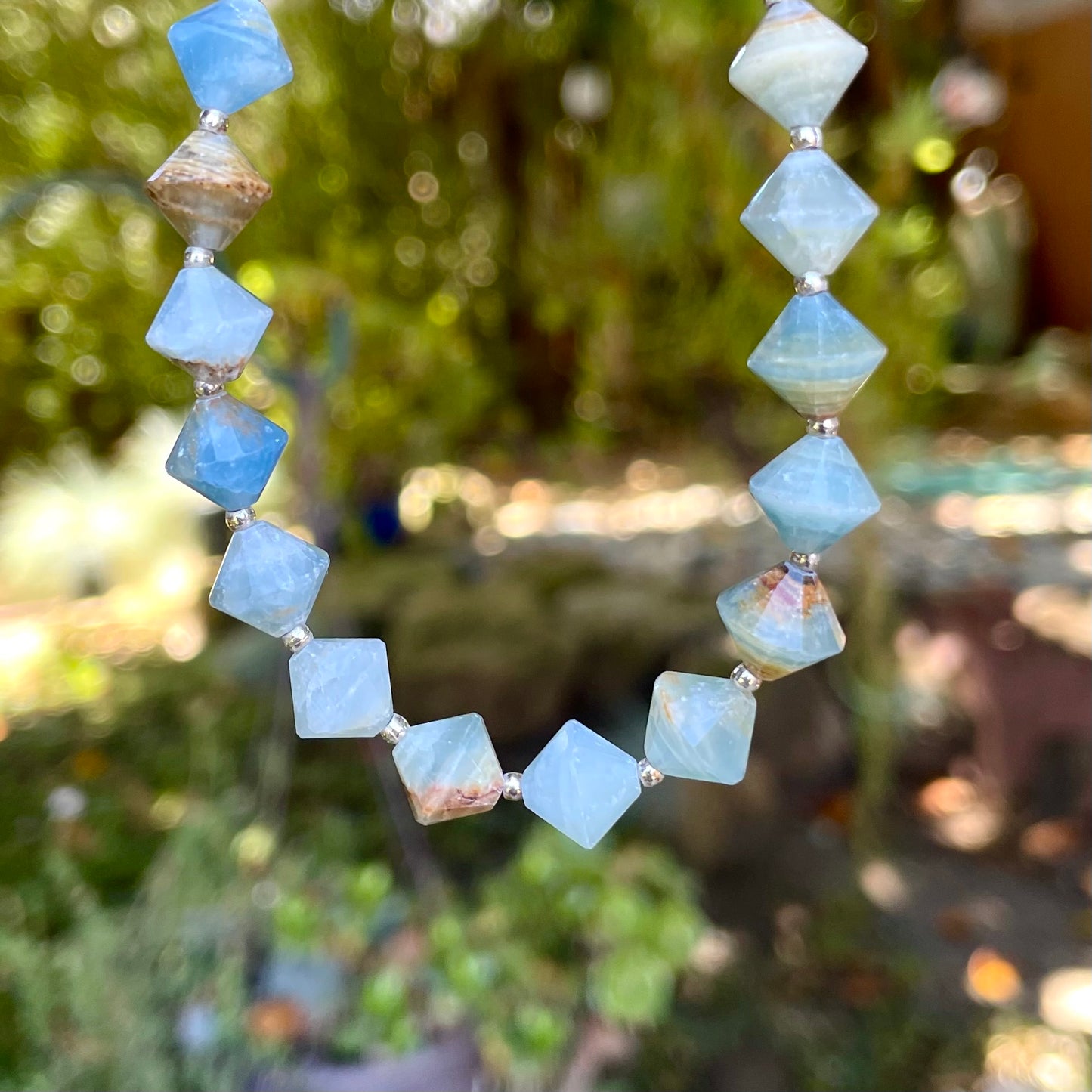 CALM Intention Bracelet | Lemurian Aquatine Calcite Natural Gemstones | Meaningful Jewelry