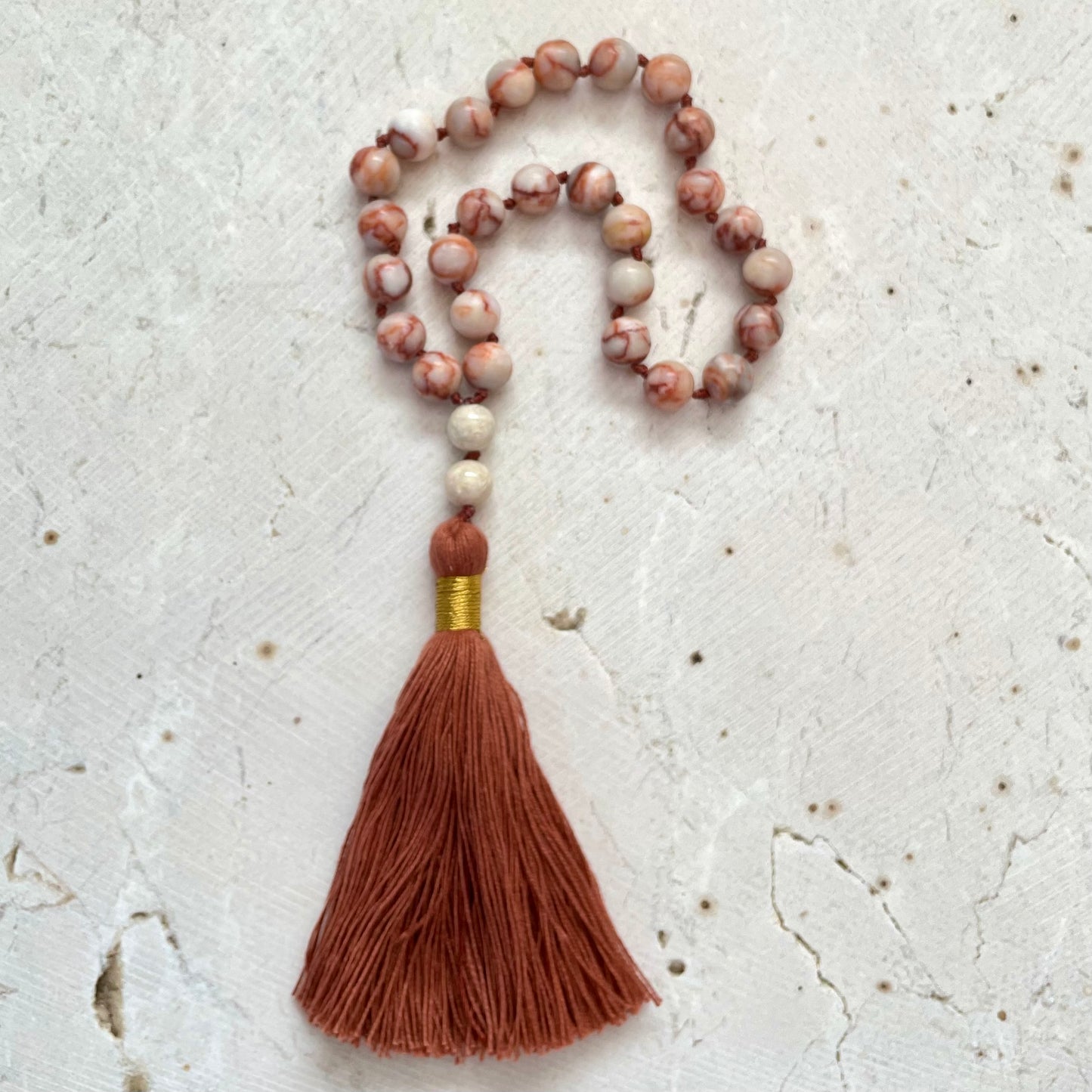 Pocket Mala, GROUNDED, CALM & ENERGIZED, Web Jasper & River Stone, Prayer Beads