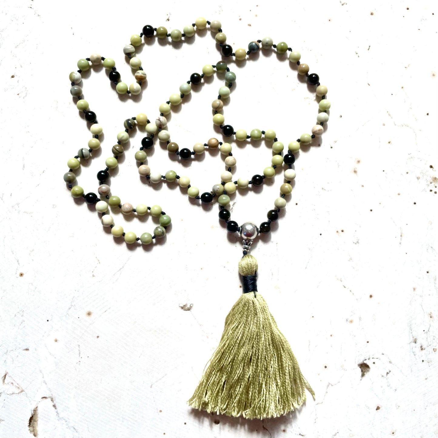 108 Bead Mala, INSIGHT,TRANQUILITY & SELF-LOVE, Butter Jasper & Golden Obsidian, Prayer Beads