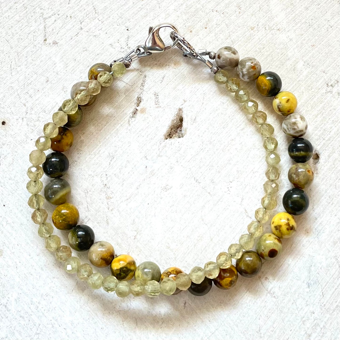 VITALITY Intention Bracelet | Bumble Bee Jasper & Yellow Apatite Natural Gemstones | Meaningful Jewelry