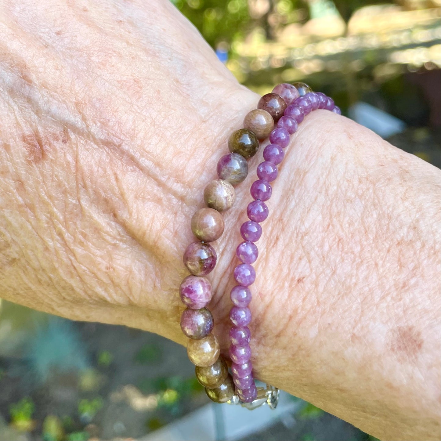 JOY Intention Bracelet | Rosebud Cat's Eye Tourmaline & Lepidolite Natural Gemstones | Meaningful Jewelry