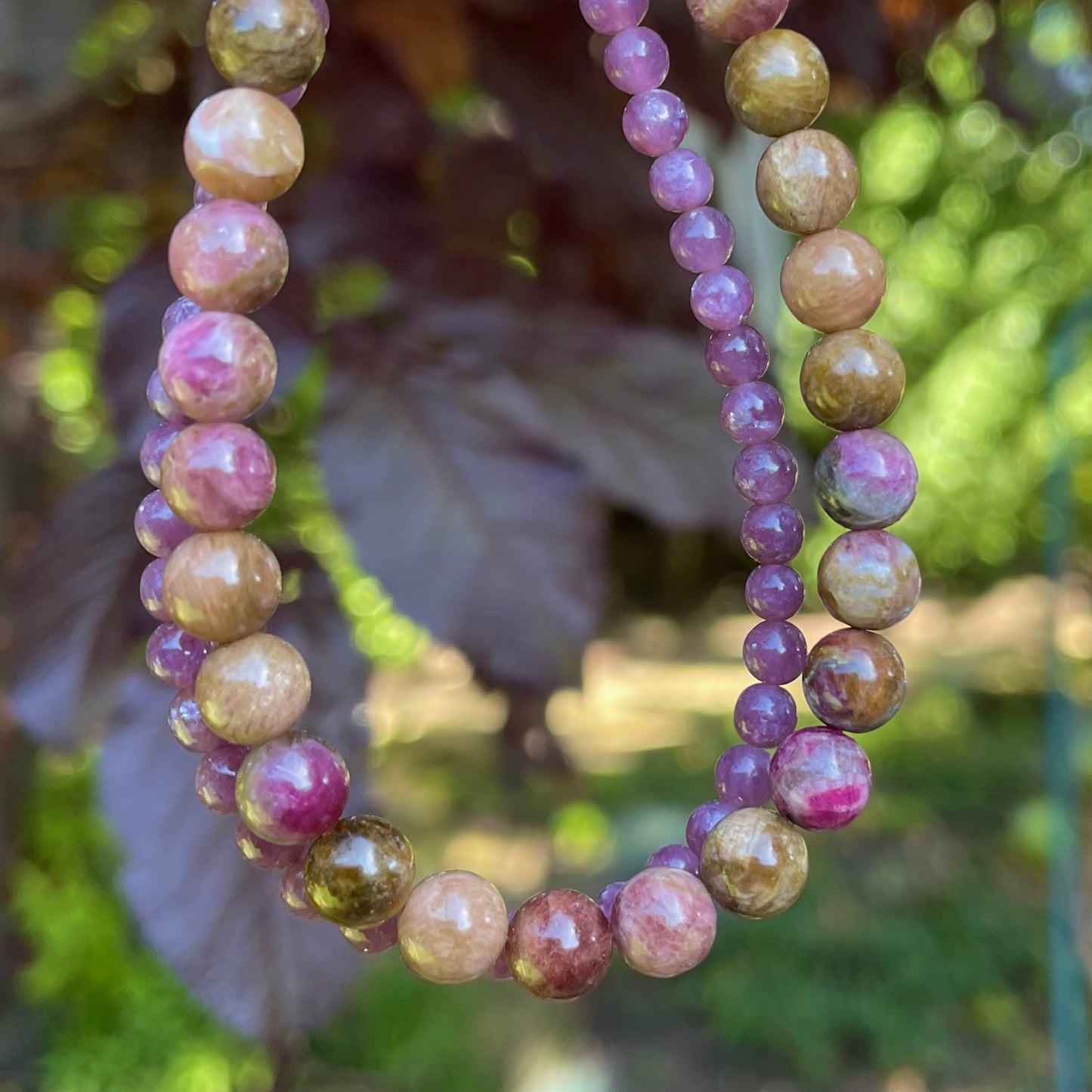 JOY Intention Bracelet | Rosebud Cat's Eye Tourmaline & Lepidolite Natural Gemstones | Meaningful Jewelry