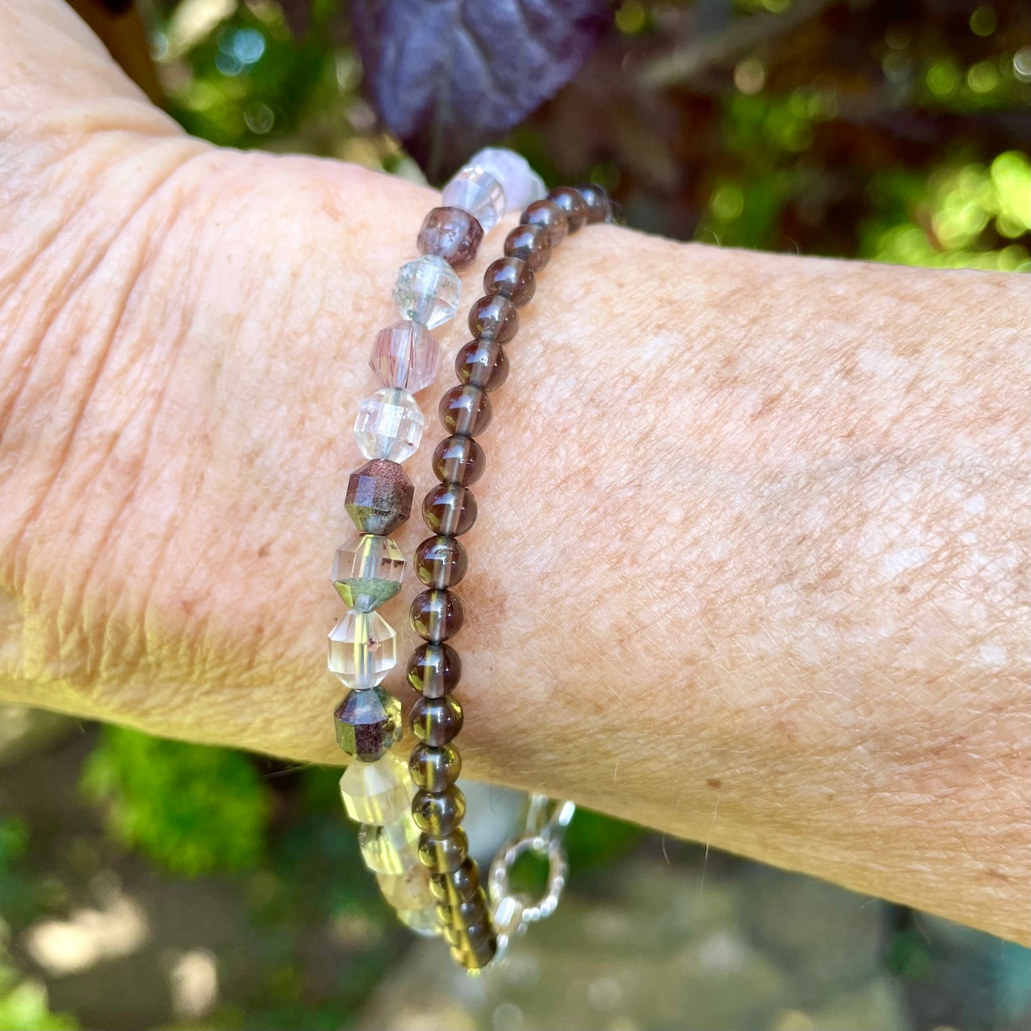 GROUNDING Intention Bracelet | Phantom & Smoky Quartz Natural Gemstones | Meaningful Jewelry