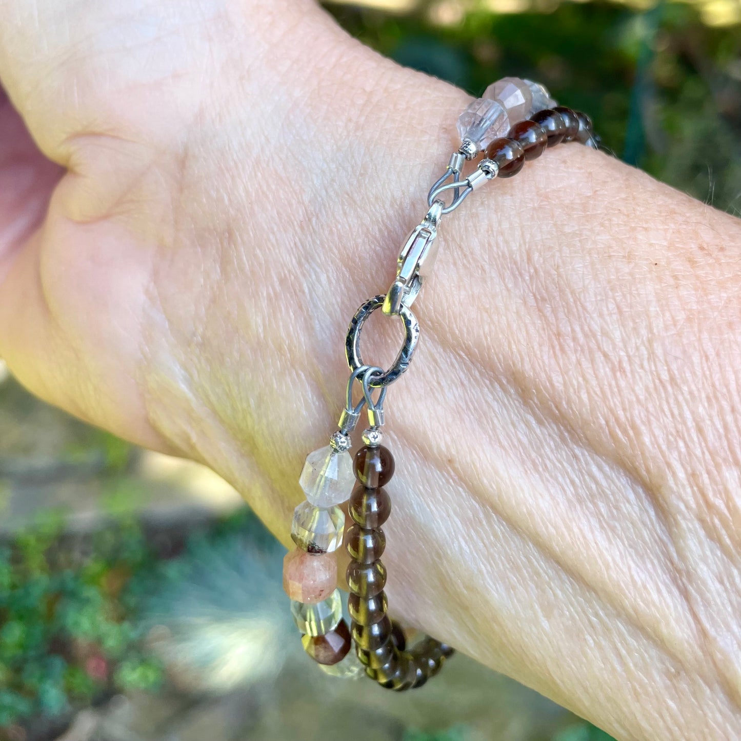 GROUNDING Intention Bracelet | Phantom & Smoky Quartz Natural Gemstones | Meaningful Jewelry