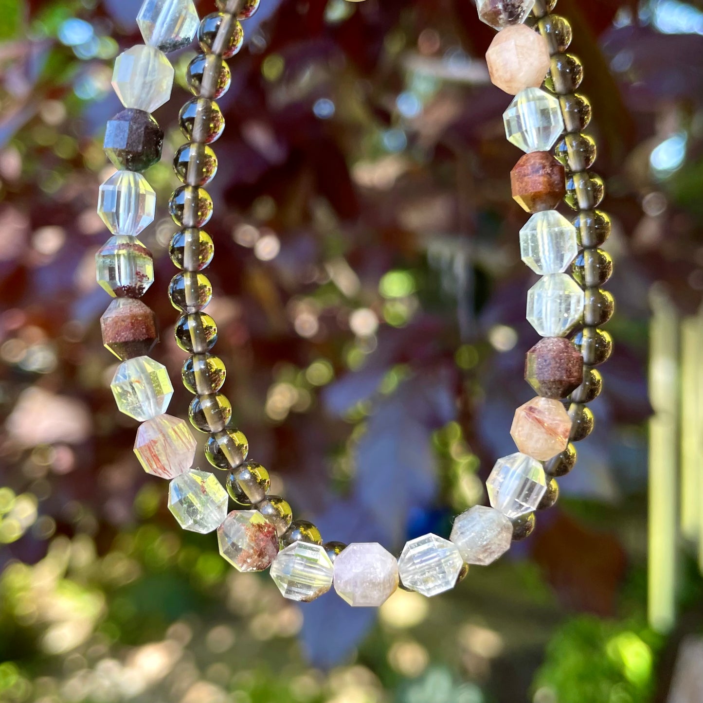 GROUNDING Intention Bracelet | Phantom & Smoky Quartz Natural Gemstones | Meaningful Jewelry