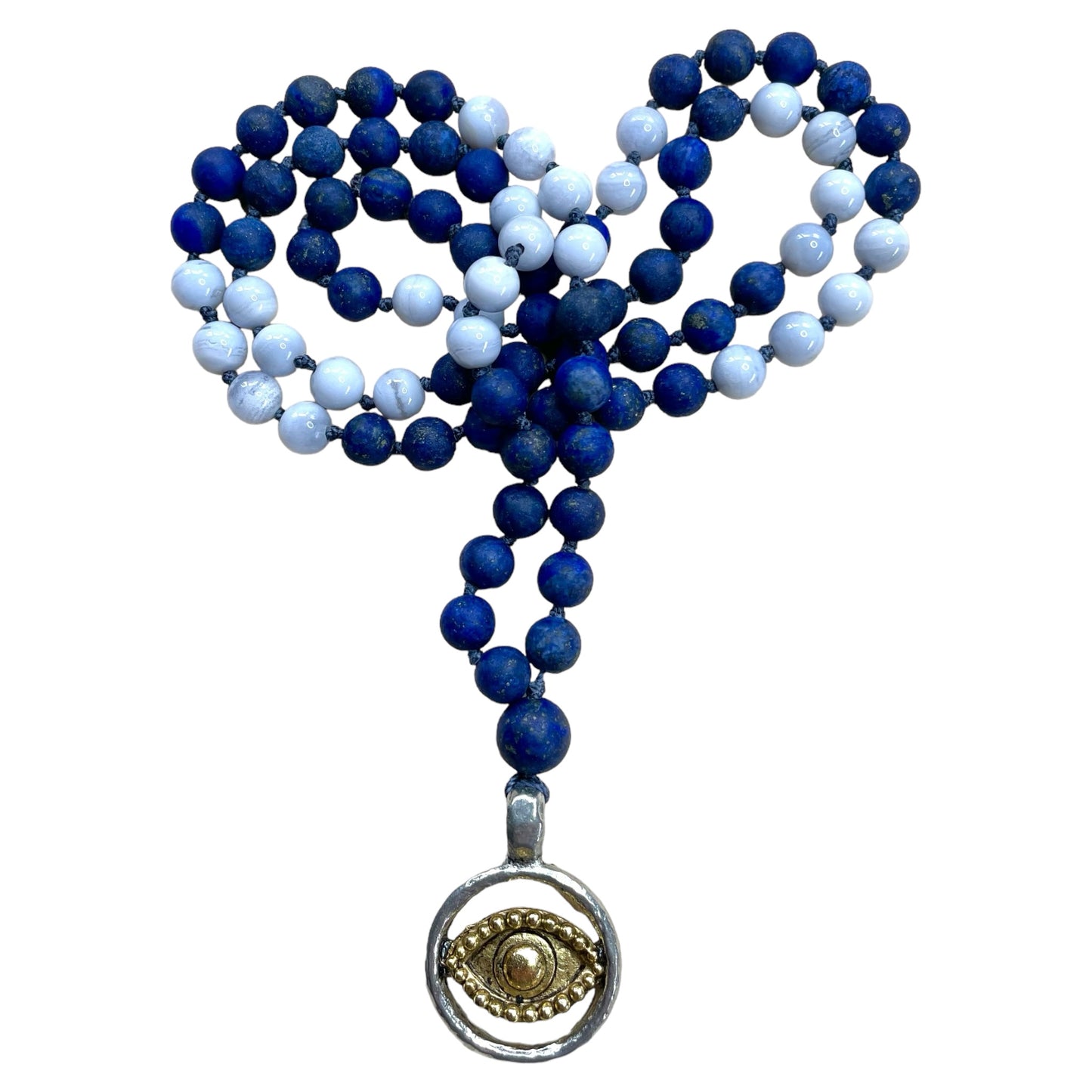 CLARITY Lapis Lazuli & Blue Lace Agate Gemstone Intention Necklace, Wearable Energy