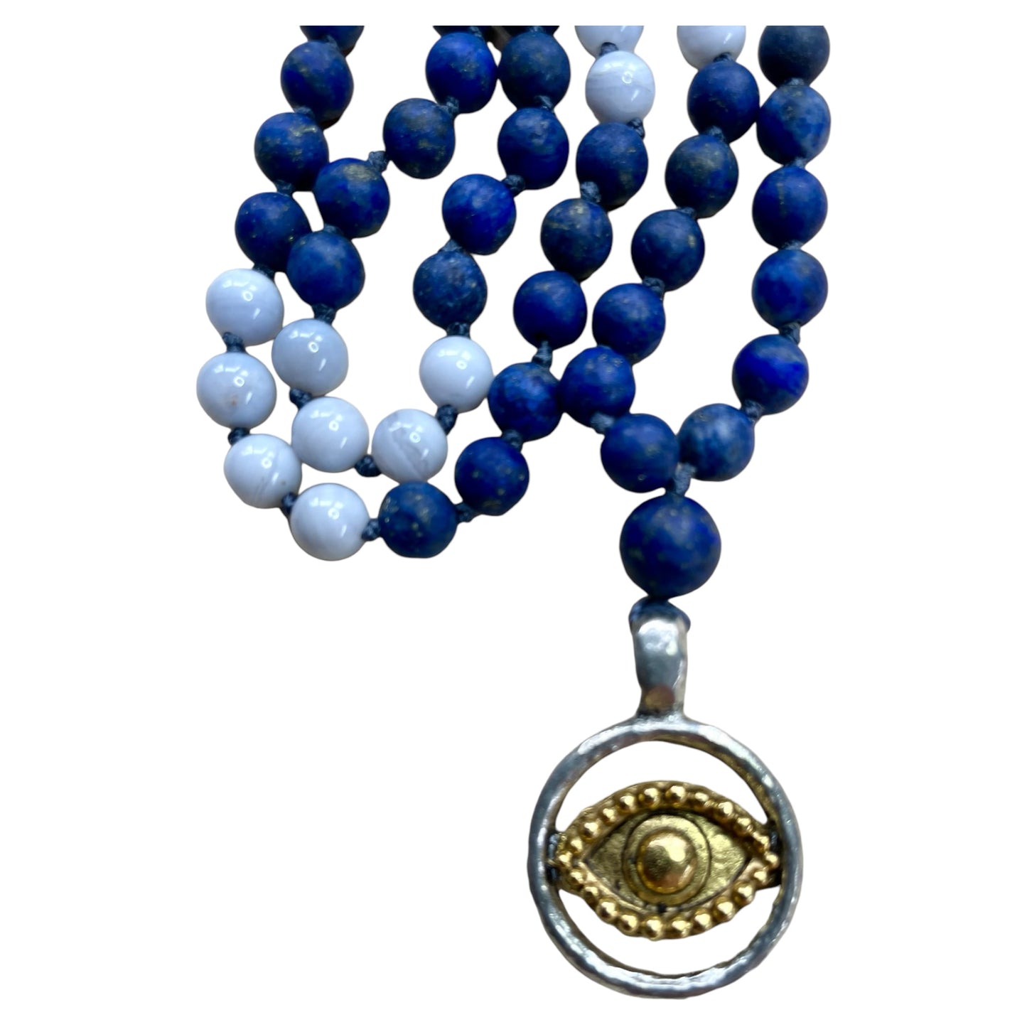 CLARITY Lapis Lazuli & Blue Lace Agate Gemstone Intention Necklace, Wearable Energy