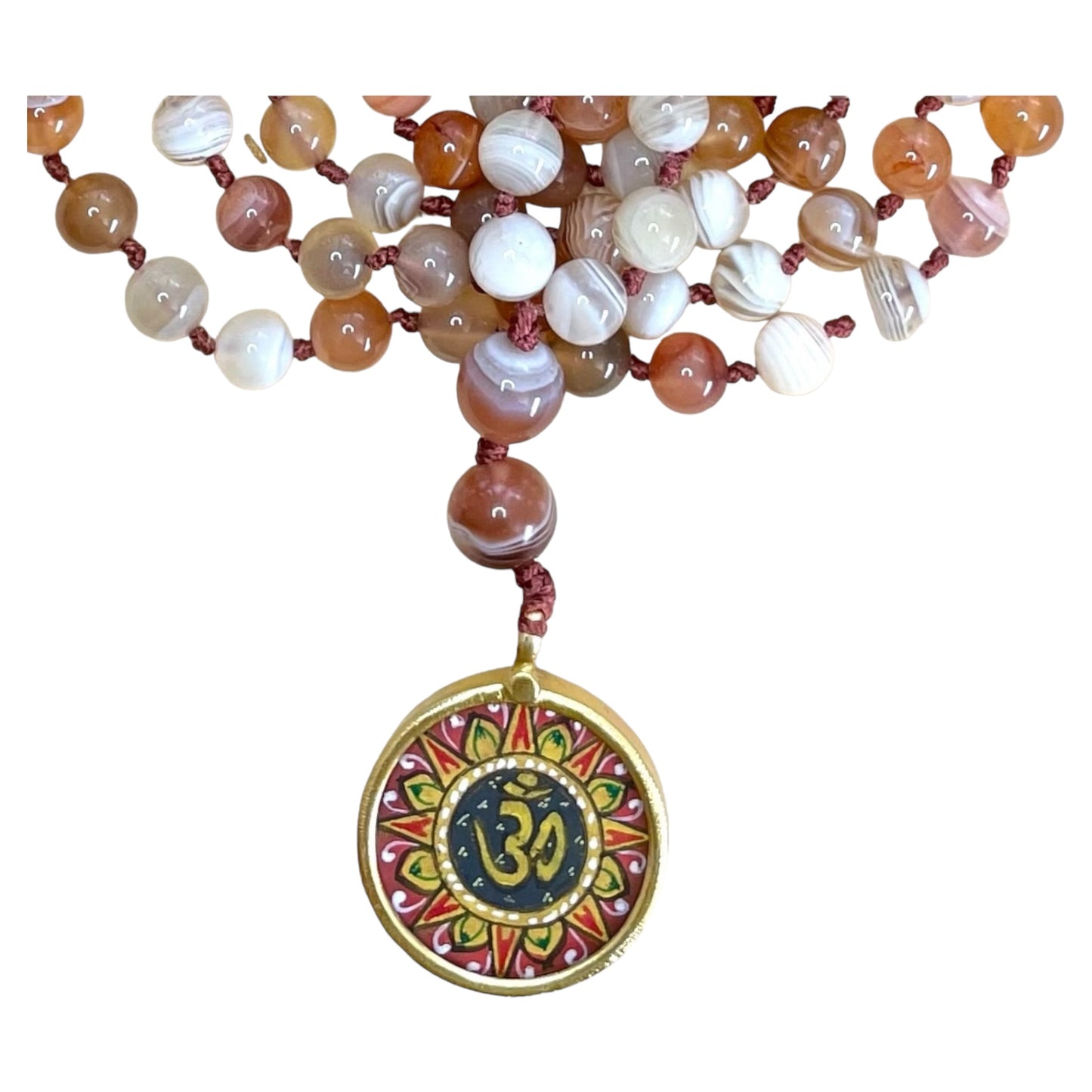 108 Bead Mala, BALANCE, STRENGTH & COMFORT Red Botswana Agate Jewelry for the Soul