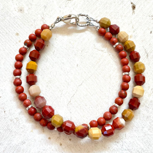 Clarity Intention Bracelet, Mookite, Red Jasper & Hill Tribe Silver