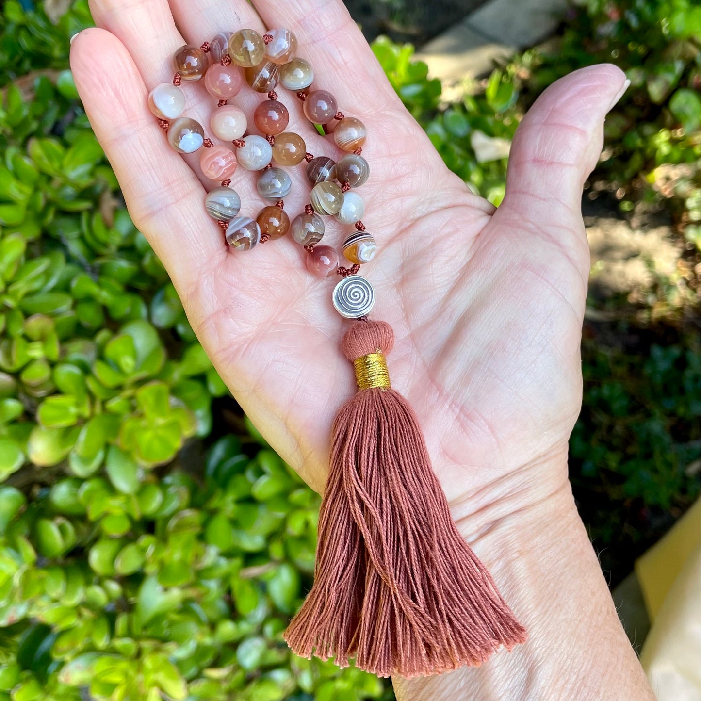 STRENGTH, BALANCE, COMFORT Red Botswana Agate Prayer Beads Pocket Mala