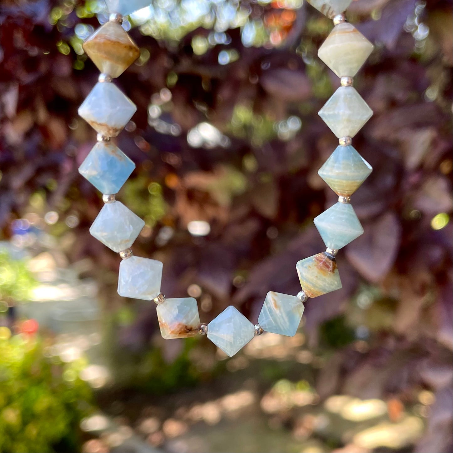 CALM Intention Bracelet | Lemurian Aquatine Calcite Natural Gemstones | Meaningful Jewelry