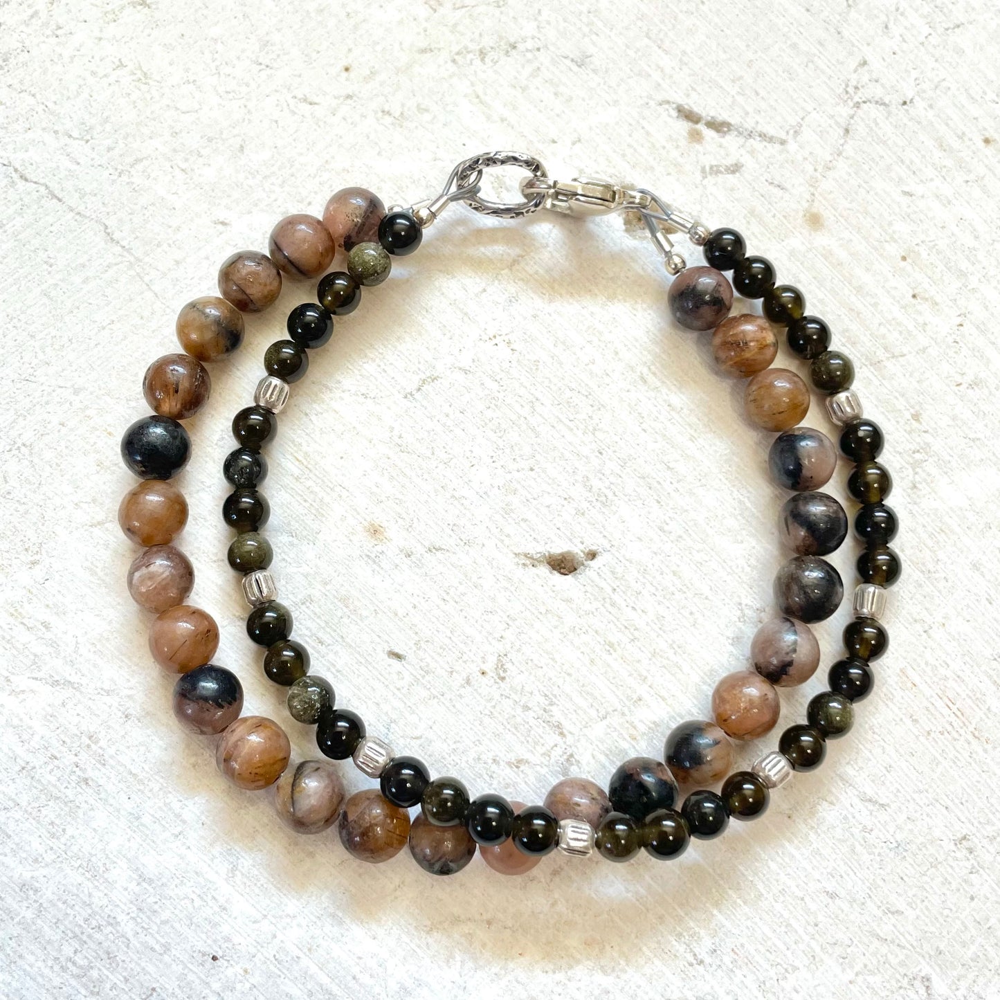 CLARITY Chiastolite & Golden Obsidian Gemstone Intention Bracelet, Jewelry for the Soul