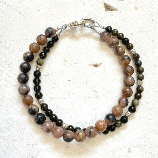 CLARITY Chiastolite & Golden Obsidian Gemstone Intention Bracelet, Jewelry for the Soul