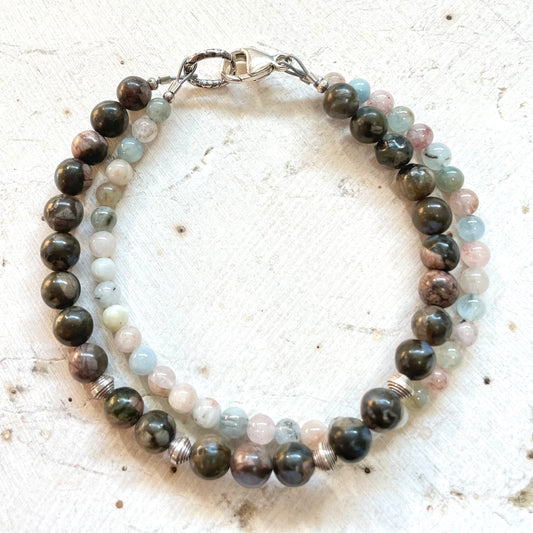 HARMONY Llanite and Beryl Gemstone Intention Bracelet, Wearable Energy