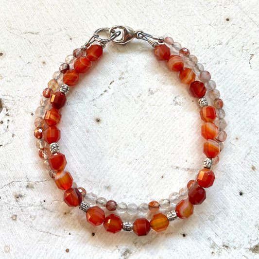 STRENGTH Red Sardonyx &  Hematoid Quartz Gemstone Intention Bracelet, Wearable Energy