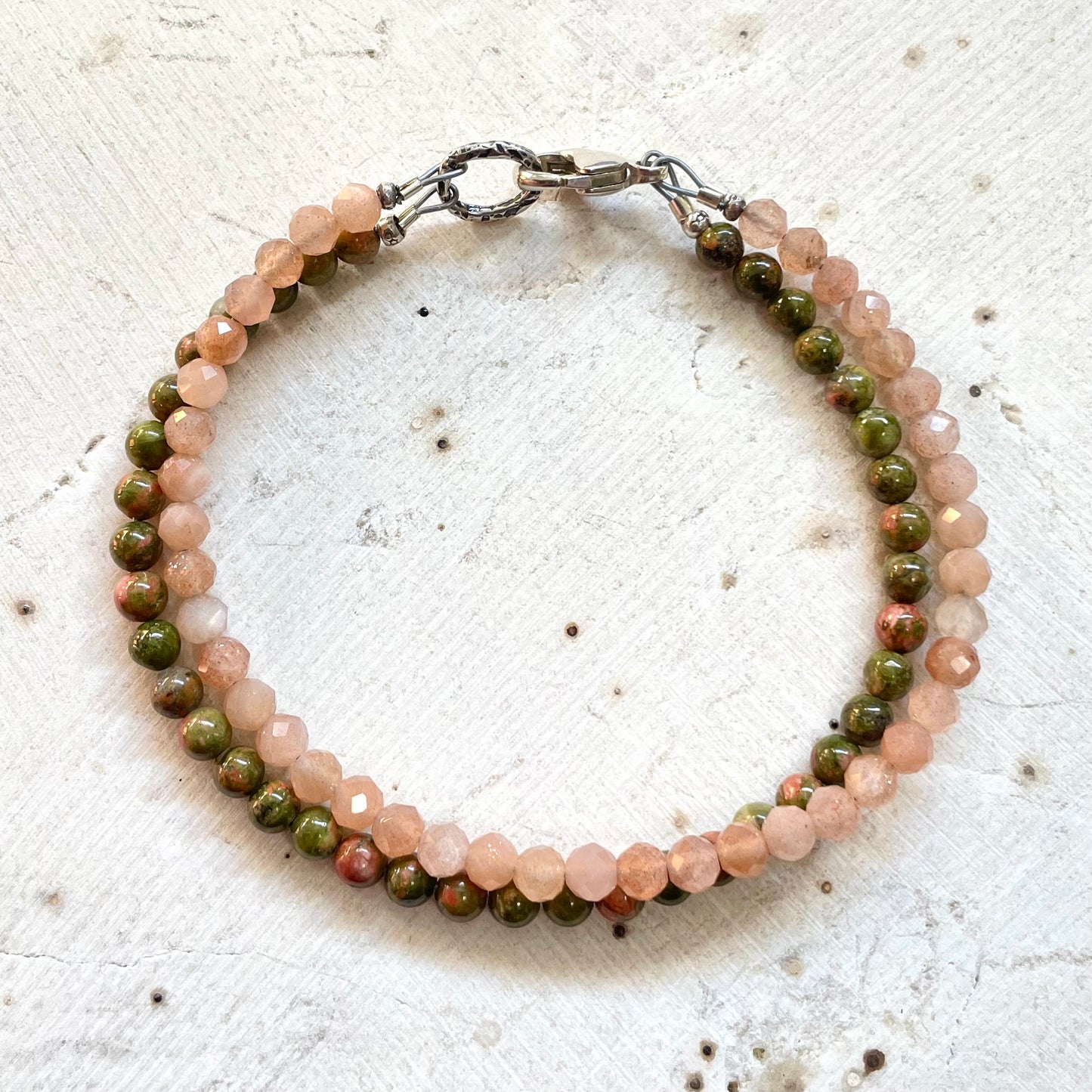 ABUNDANCE Unakite & Sunstone Gemstone Intention Bracelet, Jewelry for the Soul