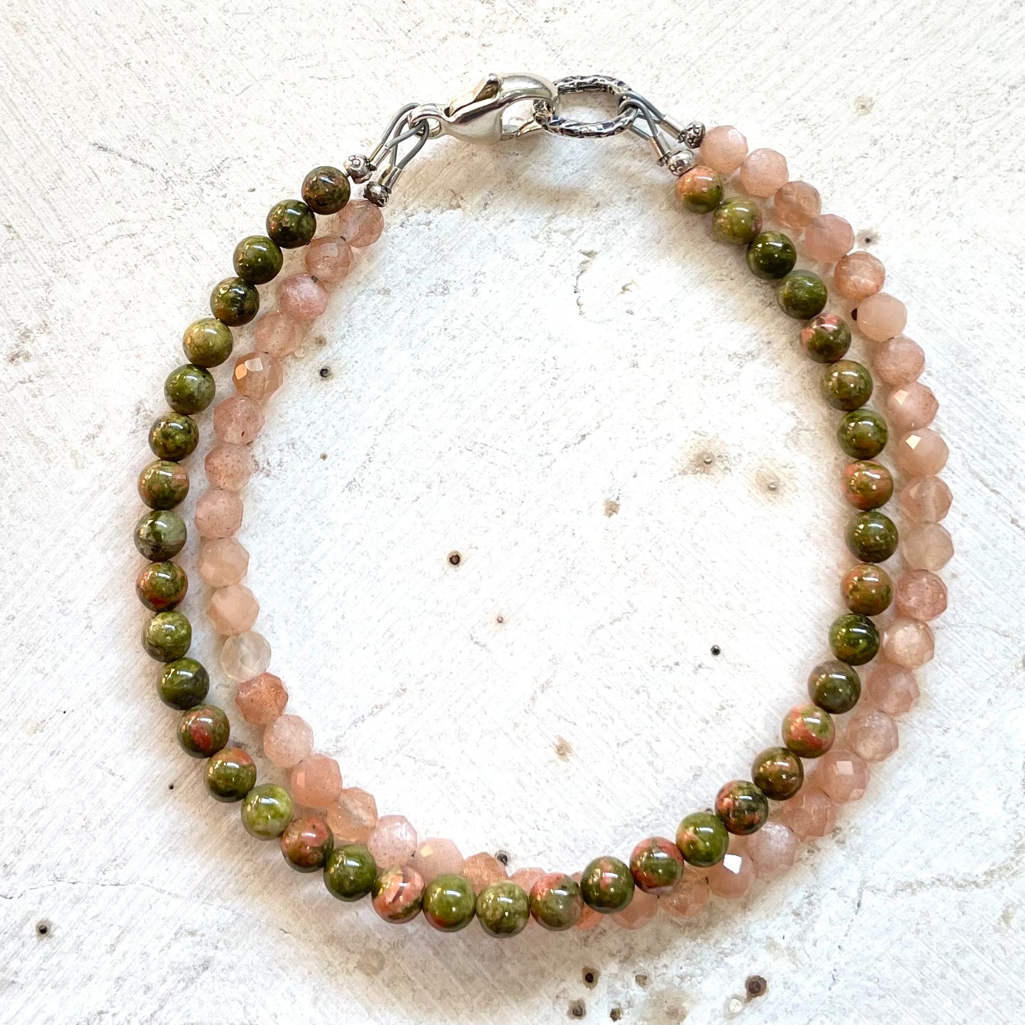 ABUNDANCE Unakite & Sunstone Gemstone Intention Bracelet, Jewelry for the Soul