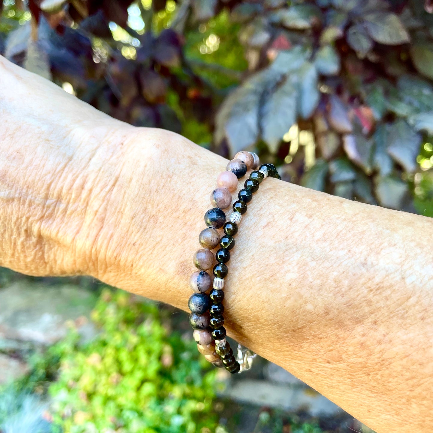 CLARITY Chiastolite & Golden Obsidian Gemstone Intention Bracelet, Jewelry for the Soul