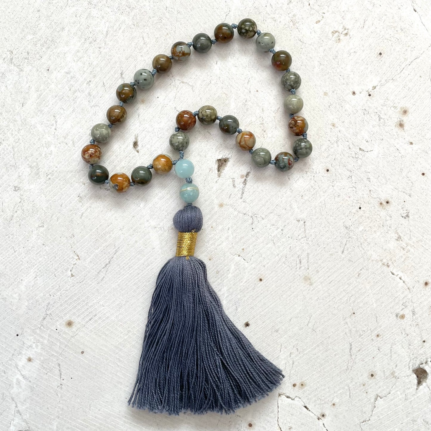 Pocket Mala, GROUNDED, PROTECTION & HARMONY Rocky Butte Jasper & Amazonite Gemstones, Prayer beads