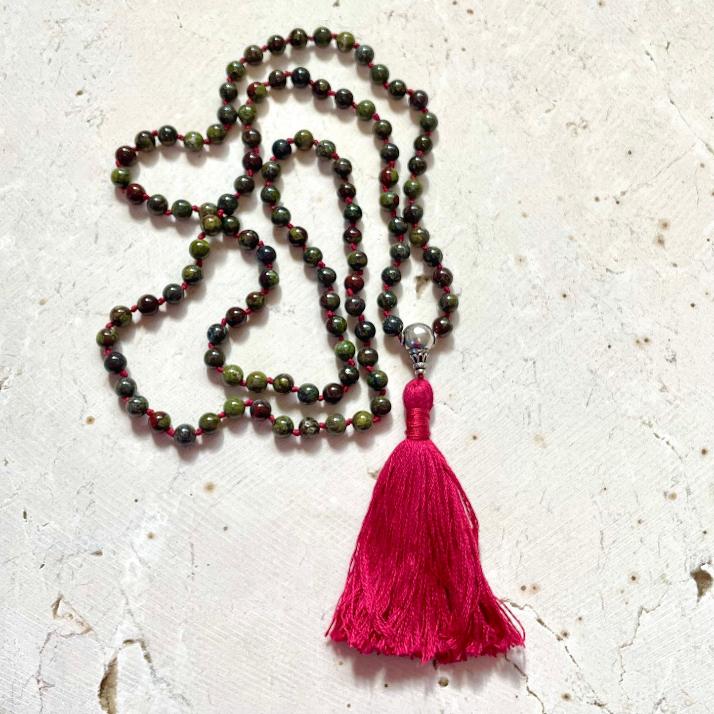 108 Bead Mala, COURAGE, STRENGTH & ENERGY, Dragonblood Gemstones, Jewelry for the Soul