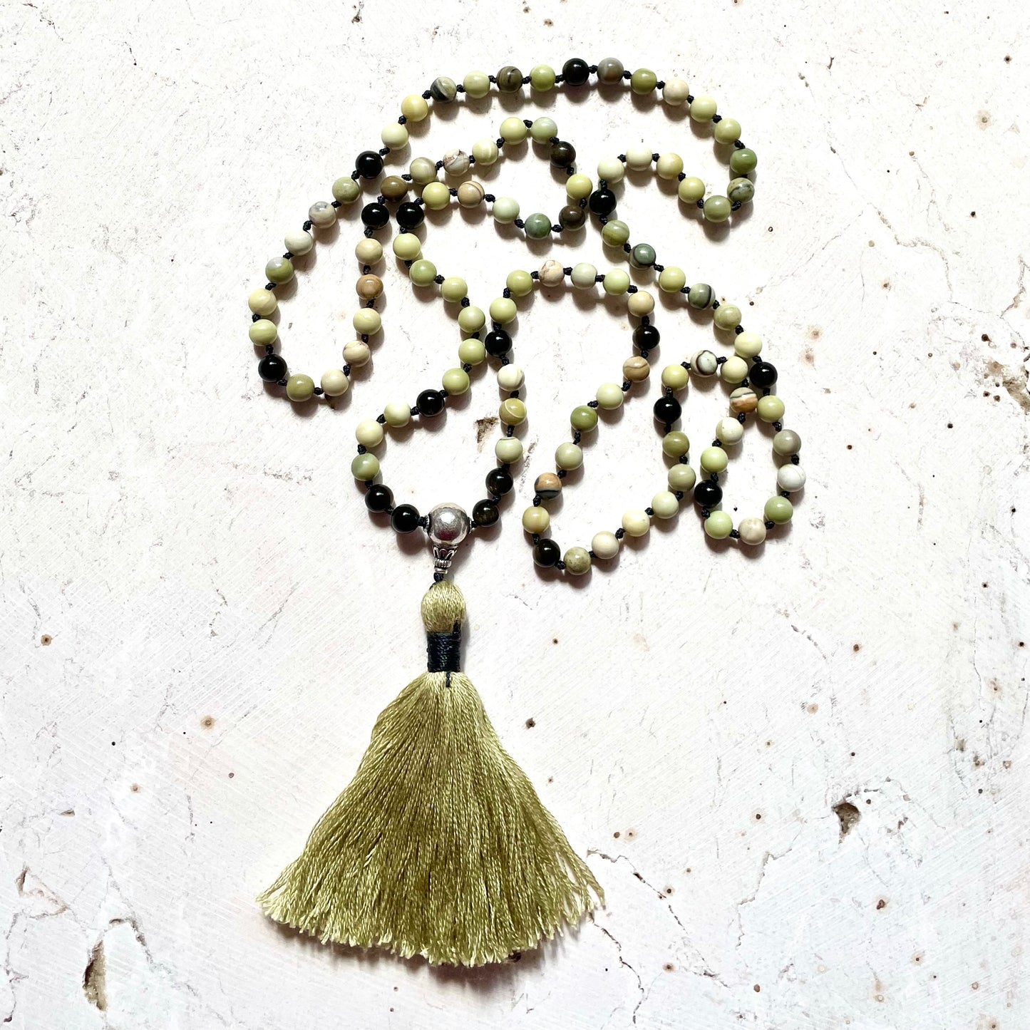 108 Bead Mala, INSIGHT,TRANQUILITY & SELF-LOVE, Butter Jasper & Golden Obsidian, Prayer Beads