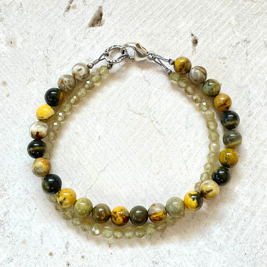 VITALITY Intention Bracelet, Bumble Bee Jasper & Yellow Apatite Gemstones, Jewelry for the Soul