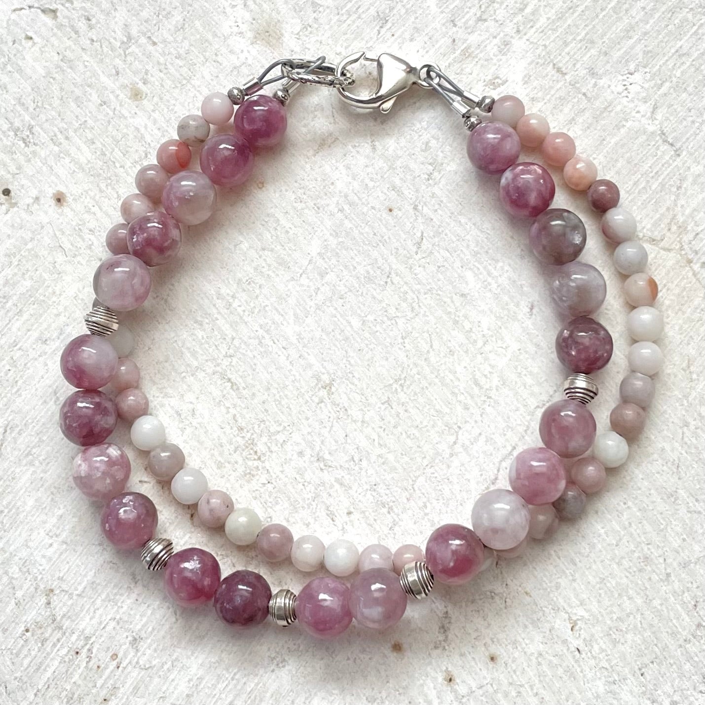 Double Intention Bracelet, HARMONY, Lepidolite & Lavender Jasper Jewelry for the Soul