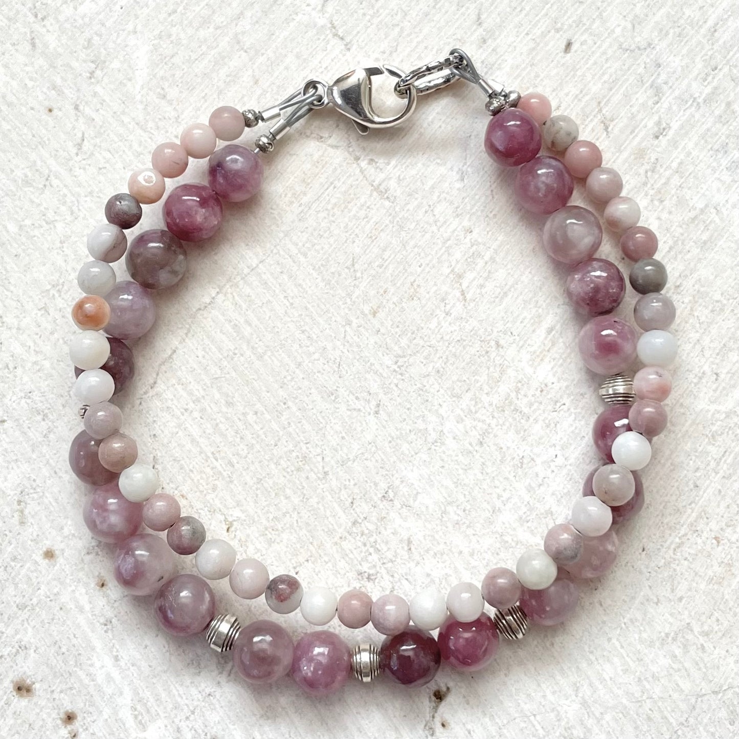 Double Intention Bracelet, HARMONY, Lepidolite & Lavender Jasper Jewelry for the Soul