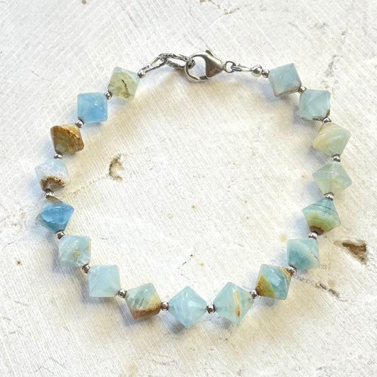 CALM Intention Bracelet | Lemurian Aquatine Calcite Natural Gemstones | Jewelry for Your Soul