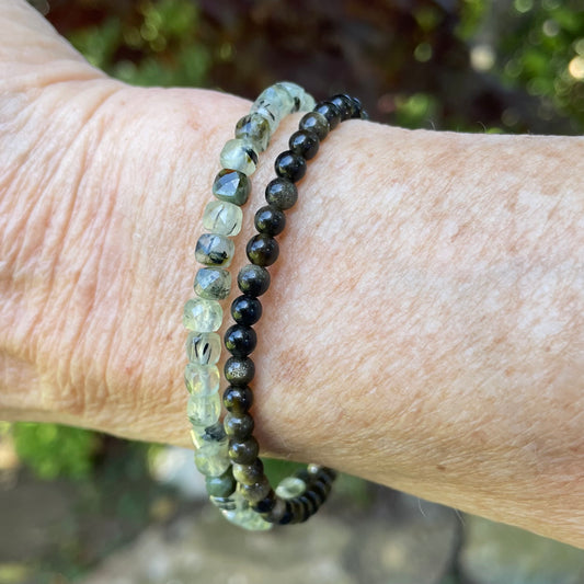 RENEWAL Intention Bracelet | Prehnite & Golden Obsidian Natural Gemstiones | Meaningful Jewelry