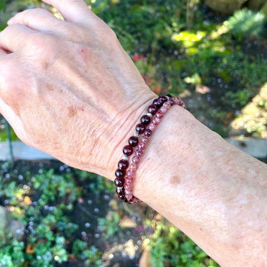 VITALITY Intention Bracelet | Fire Horse Collection | Red Garnet & Strawberry Quartz Natural Gemstones |  Mean