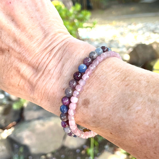 INNER STRENGTH Intention Bracelet | Fire Horse Collection | Ruby/Sapphire & Rose Quartz Natural Gemstones | Meaningful Jewelry