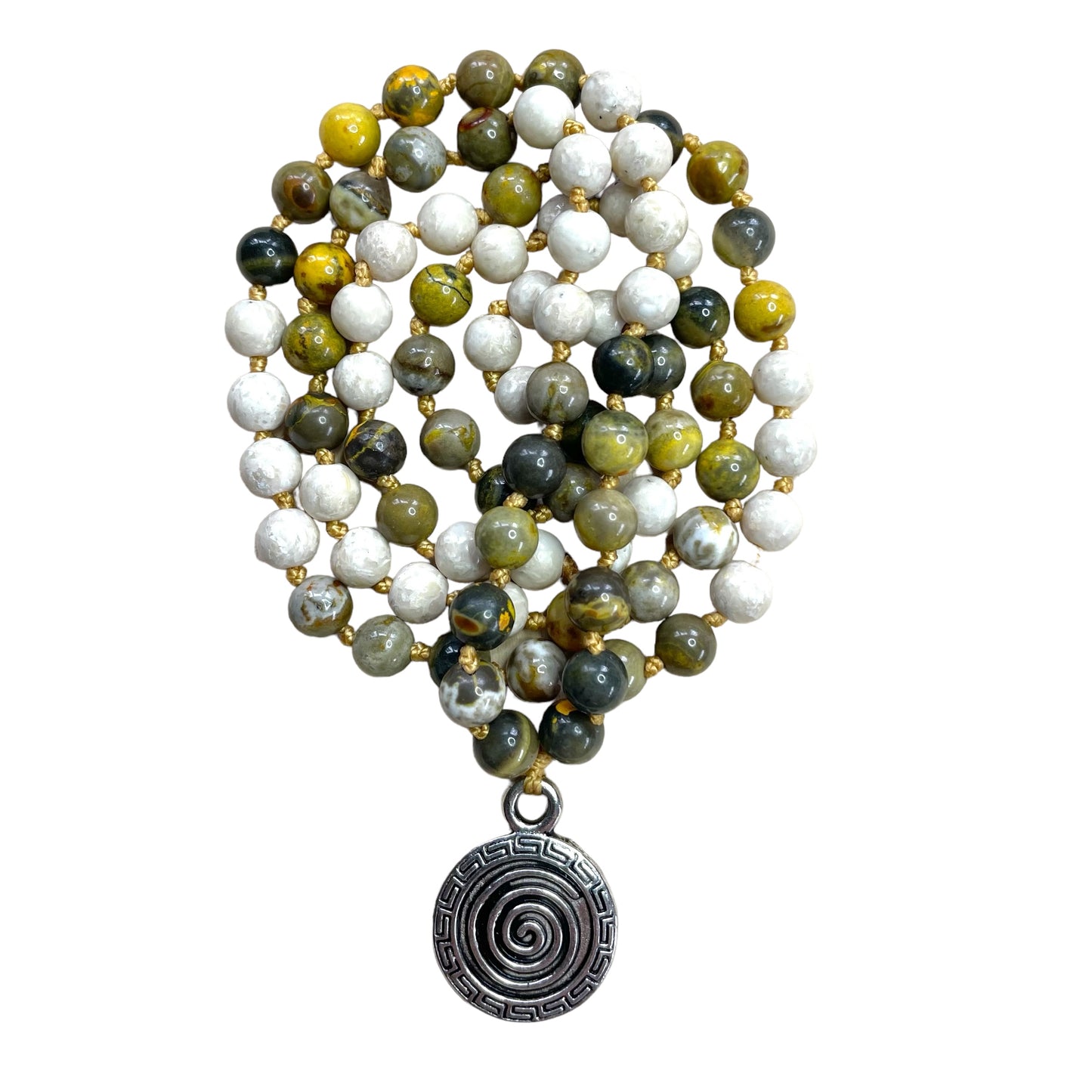 ENERGY Bumble Bee Jasper & River Stone Intention Necklace, Wearable Energy