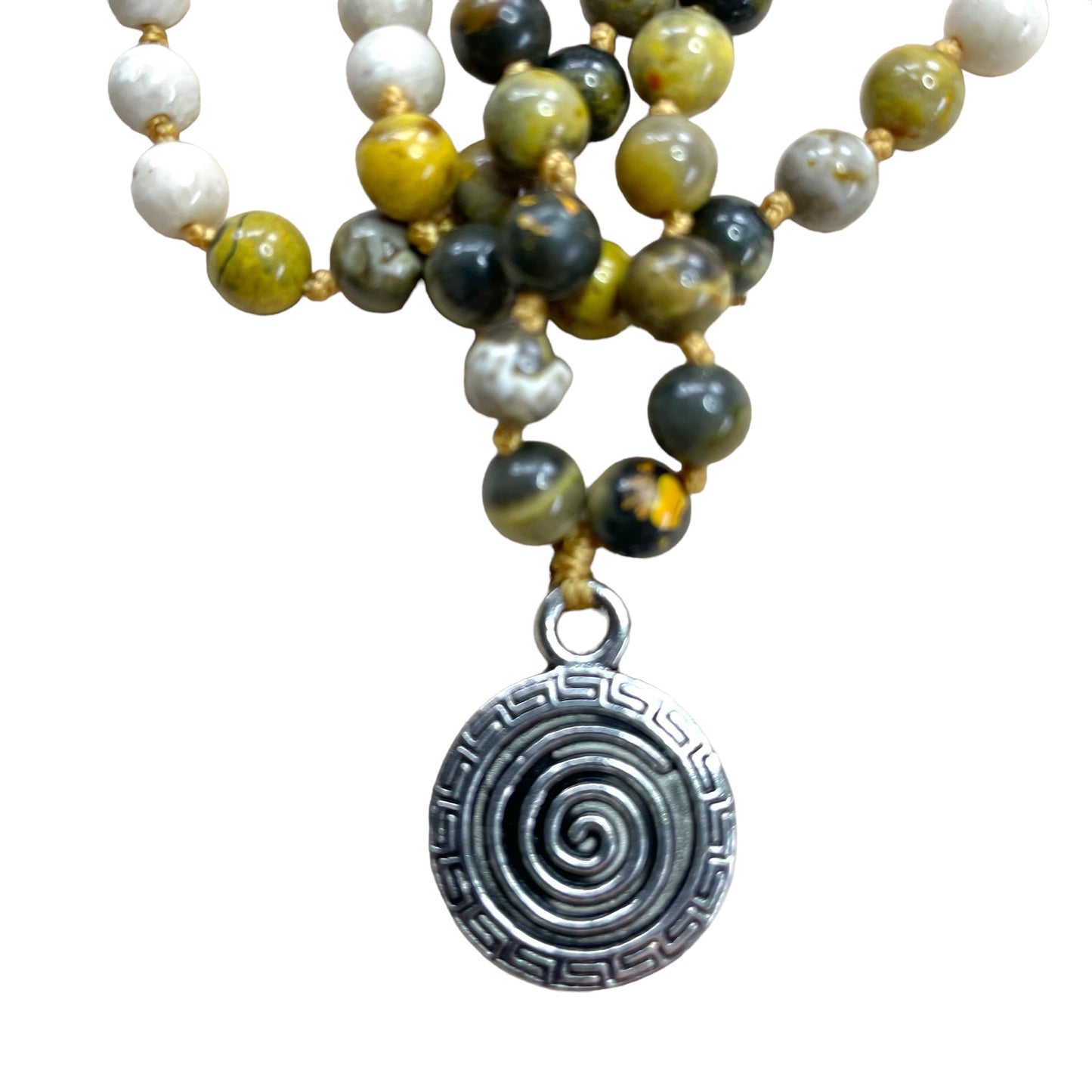 ENERGY Bumble Bee Jasper & River Stone Intention Necklace, Wearable Energy