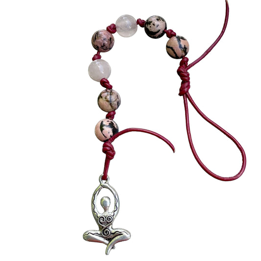 CALM, CLARITY, LOVE Rhodonite & Rose Quartz Prayer Beads, Lucky 7 Chaplet