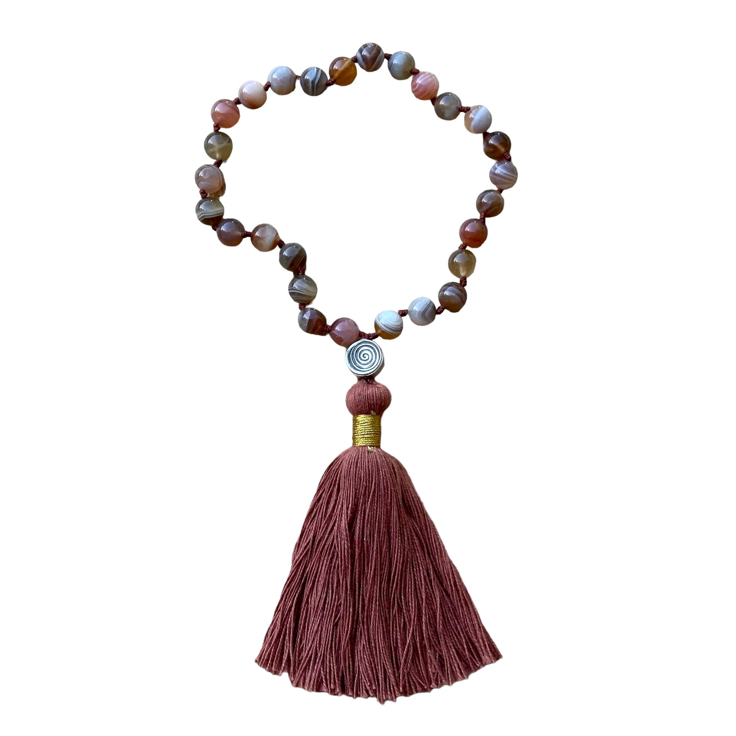 STRENGTH, BALANCE, COMFORT Red Botswana Agate Prayer Beads Pocket Mala