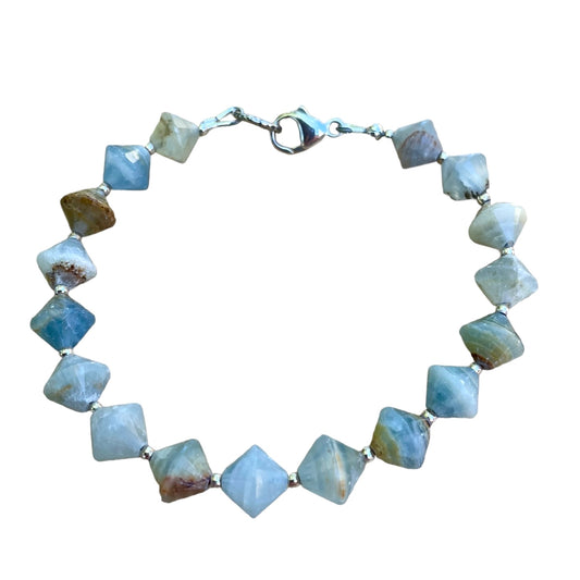 CALM Lemurian Aquatine Calcite Intention Bracelet, Wearable Energy