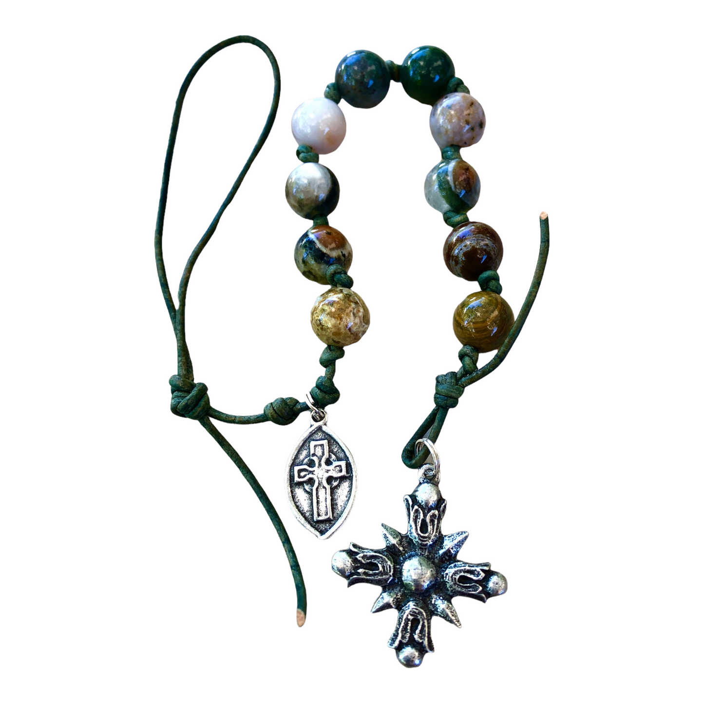 PROTECTION, RENEWAL, STRENGTH Ocean Jasper 10 Bead Chaplet, Prayer Beads