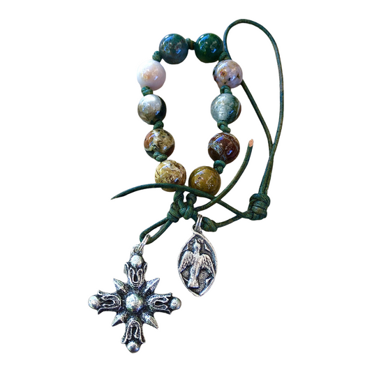 PROTECTION, RENEWAL, STRENGTH Ocean Jasper 10 Bead Chaplet, Prayer Beads